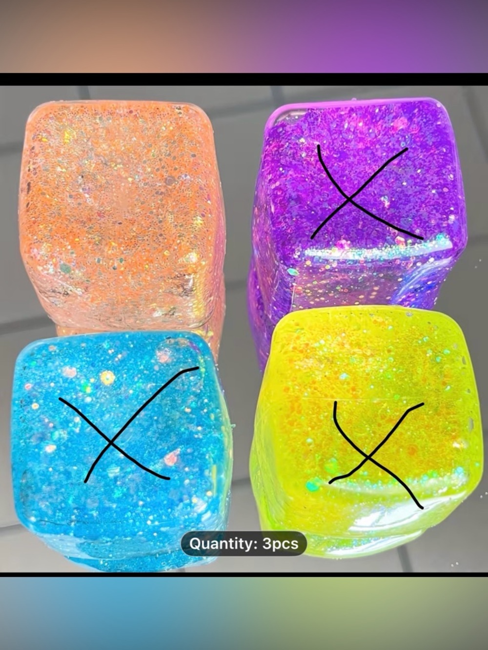 Orange Squishy glitter cube